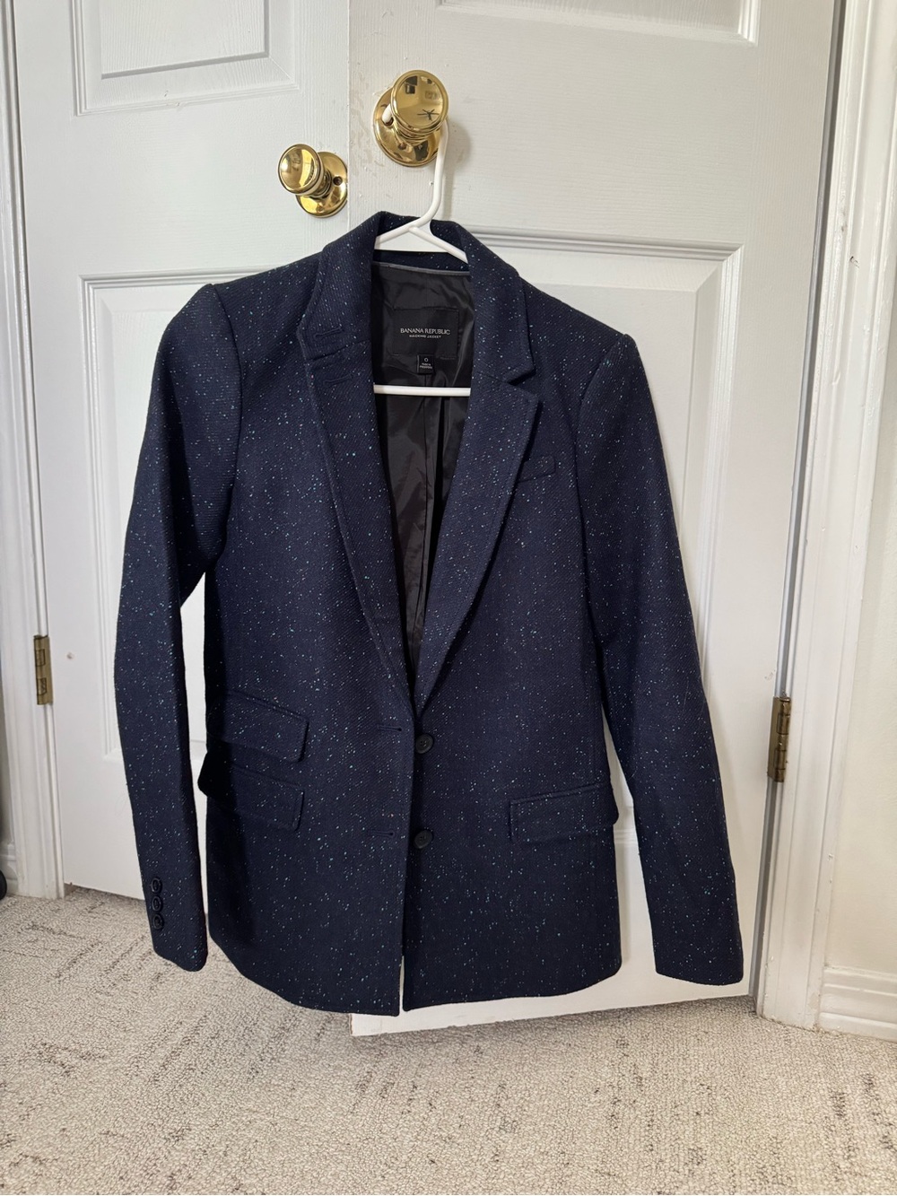 Banana Republic Navy Speckled Blazer with Notch Lapel
